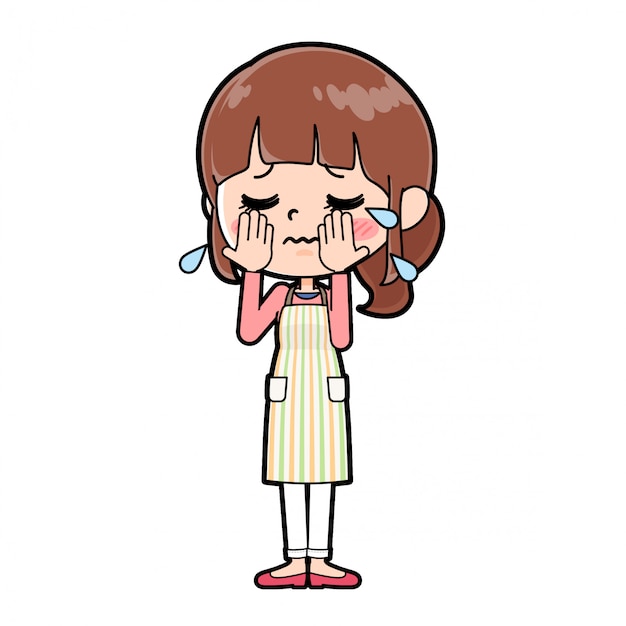 Out line Apron mom crying