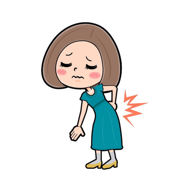 Vector アウトラインボブヘアードレスの女性腰痛
