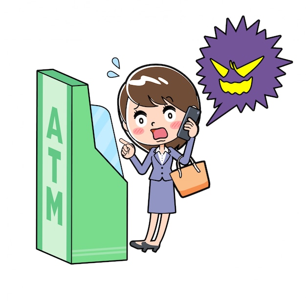 아웃 라인 비즈니스 우먼 Atm 사기