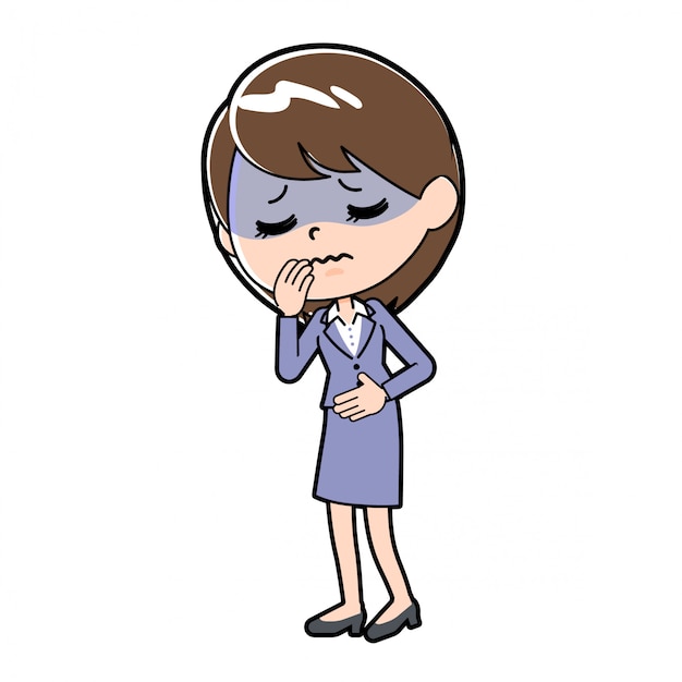 Out line business woman sick condition