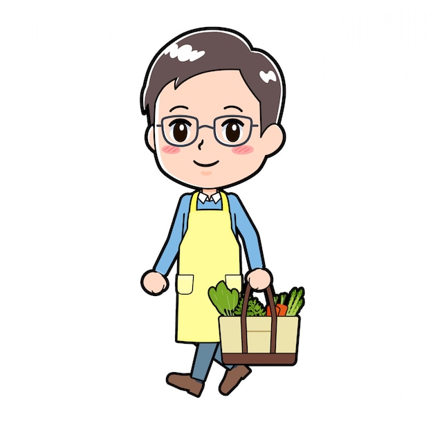 아웃 라인 dad_cook-shopping