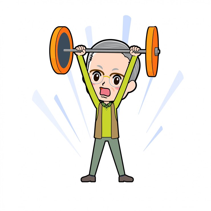 Vector アウトライングリーンウェアおじいちゃんバーベル