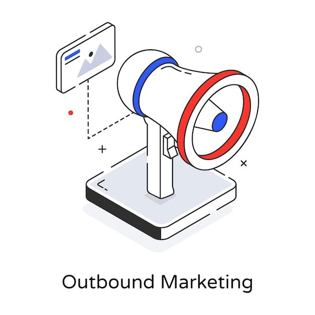 Outbound marketing outline isometric icon