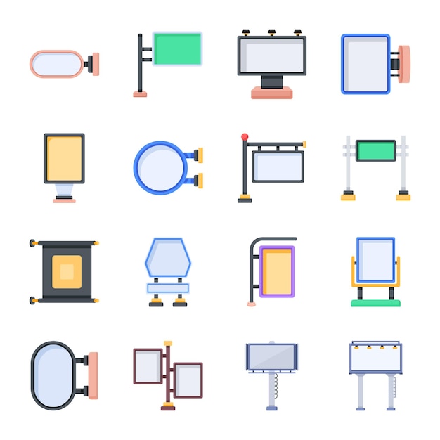 야외 광고판 평평한 아이콘