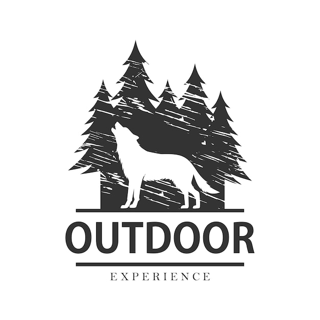 Outdoor and adventure logo design template. wolf illustration