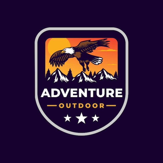 Outdoor adventure mountain badge logo