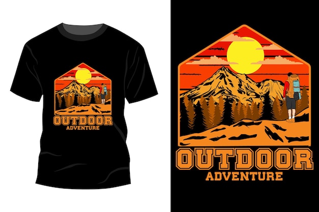 Outdoor adventure t-shirt mockup design vintage retro