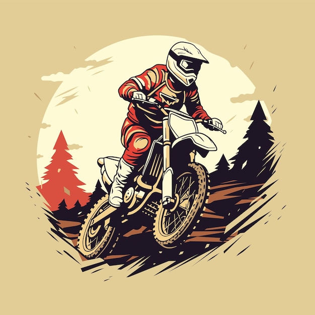 Outdoor Adventure with Motocross Rider Vector Graphic