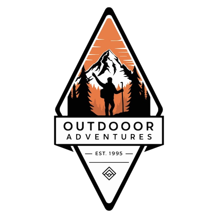 Vector outdoor adventures logo design hiking logo mountain hike retro vintage logo design t shirt design