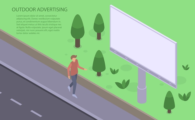 Vector outdoor advertising banner, isometric style