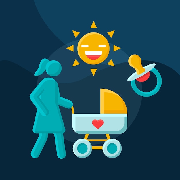 Outdoor babysitting flat concept vector icon