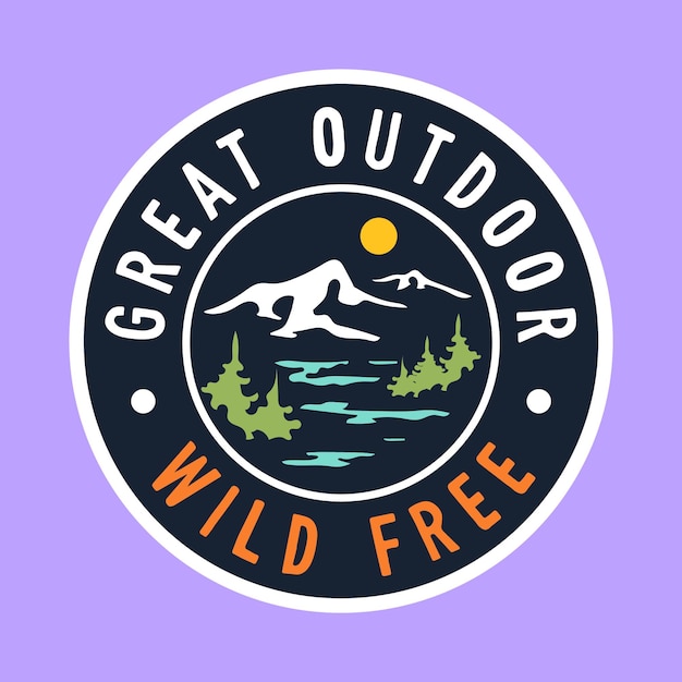 Outdoor badge design handdrawn illustration