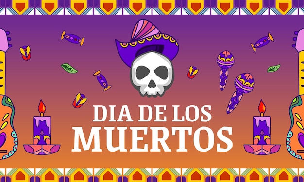 Outdoor banner for the death festival of dia de muertos