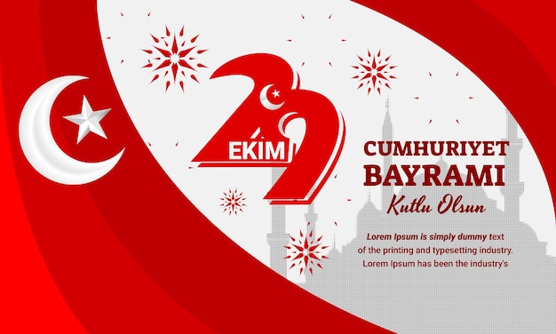 Vector outdoor banner for the special day of the republic of turkey 29 ekim cumhuriyet bayram