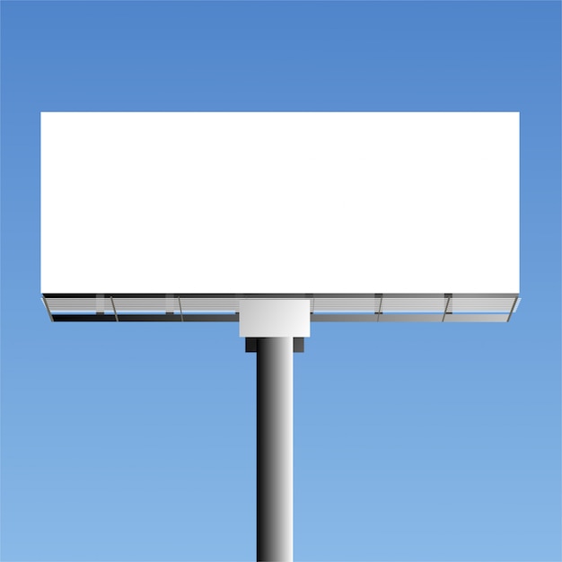 Vector outdoor blank advertising board with blue background