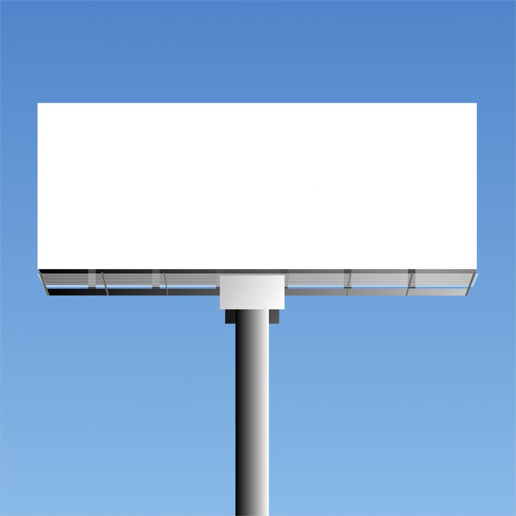 Vector outdoor blank advertising board with blue background