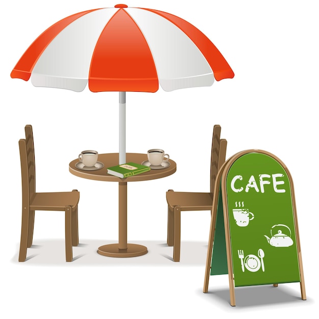 Outdoor Cafe isolated on white background