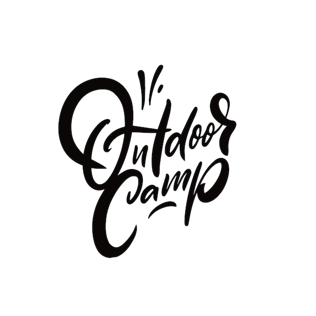 Outdoor camp Hand drawn black color motivation phrase