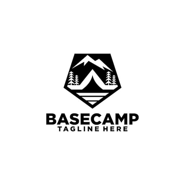 Концепция Дизайна Логотипа Открытый Лагерь Вектор Горный Кемпинг Логотип Концепция