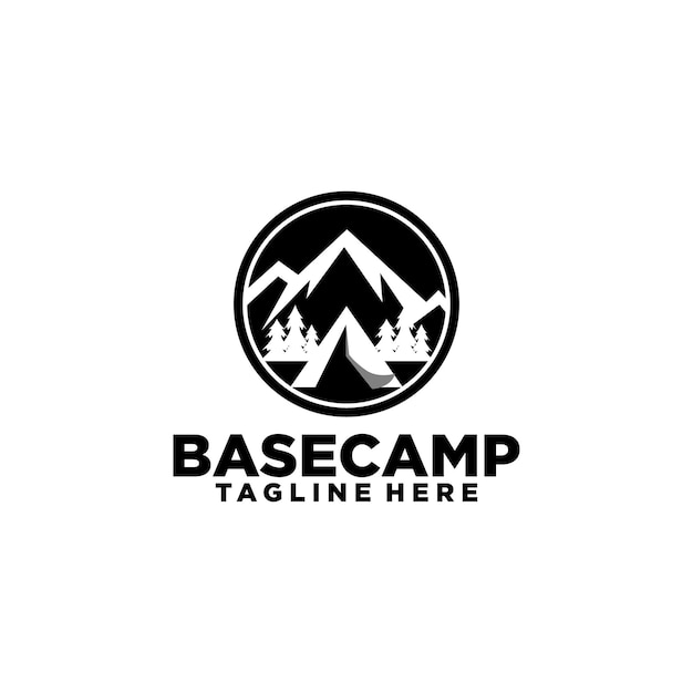 屋外キャンプのロゴのデザインコンセプトベクトル山のキャンプのロゴのコンセプト