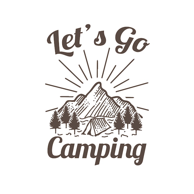 Outdoor camping adventure and mountain illustration