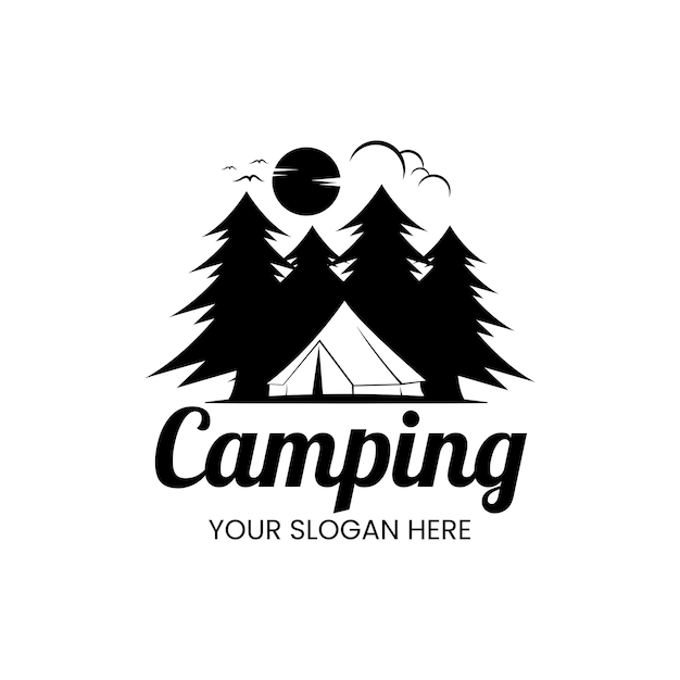 屋外キャンプのロゴのベクトルのテンプレート