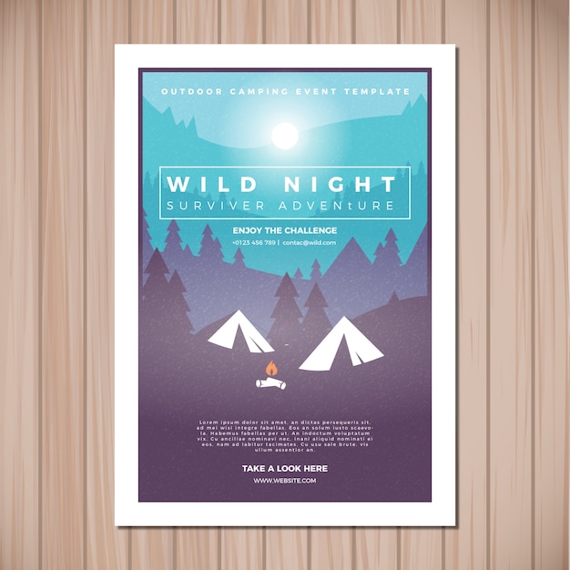 Vector outdoor camping poster sjabloon