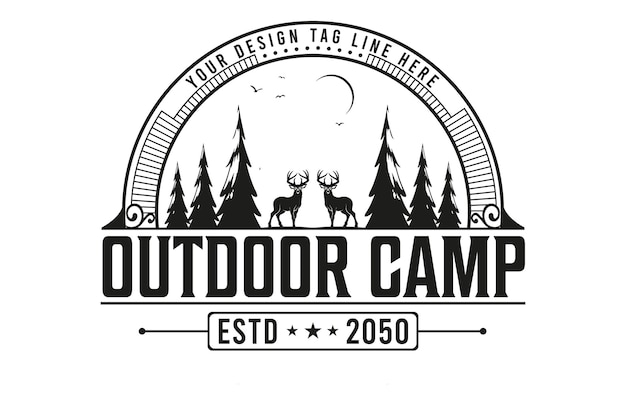 Outdoor camping vintage logo-ontwerp