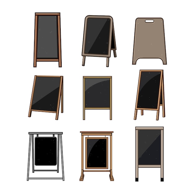 outdoor chalkboard set cartoon vector illustratie