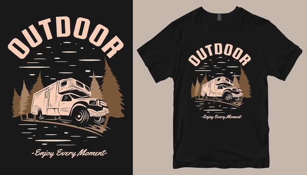 Outdoor, enjoy every moment, car t-shirt design