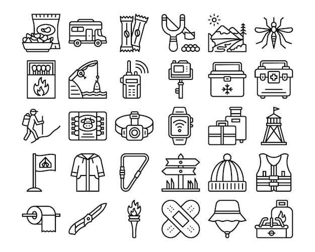 Vector outdoor equipment outline icon vector