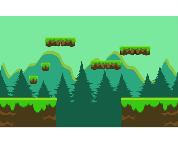 Vector outdoor hilly 2d forest game background element