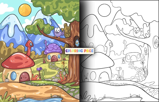 outdoor illustration coloring pages for kids