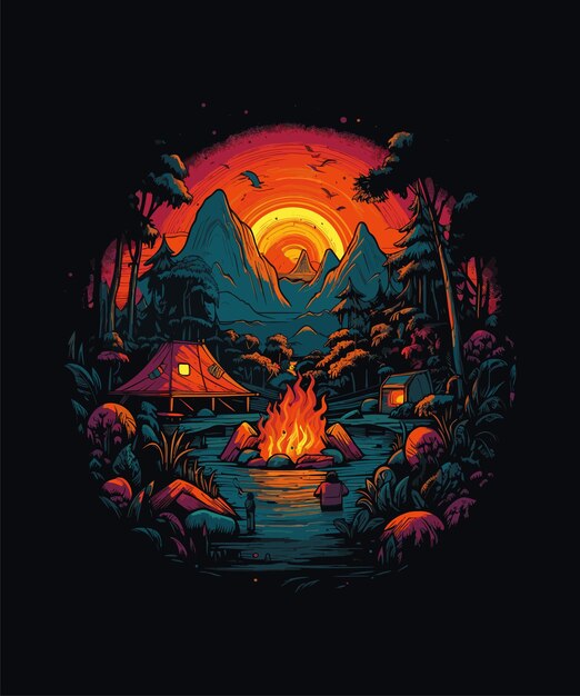 Outdoor jungle adventure Tshirt Design