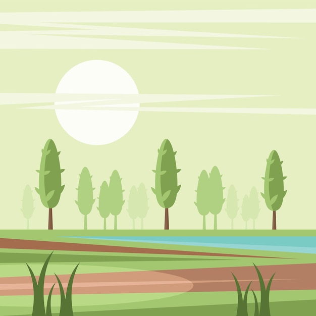 Vector outdoor landscape isolated background