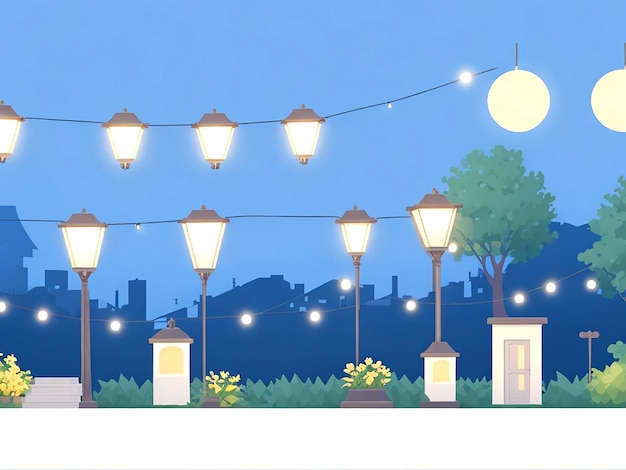 Vector outdoor lights illustration set of elements for landscape ai_generated