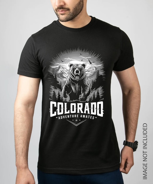 Outdoor Mountain Illustration met Colorado avontuur wacht Vector Artwork voor T-shirt Print