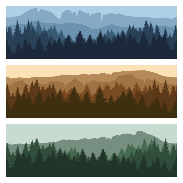 Vector outdoor mountain landscape banners