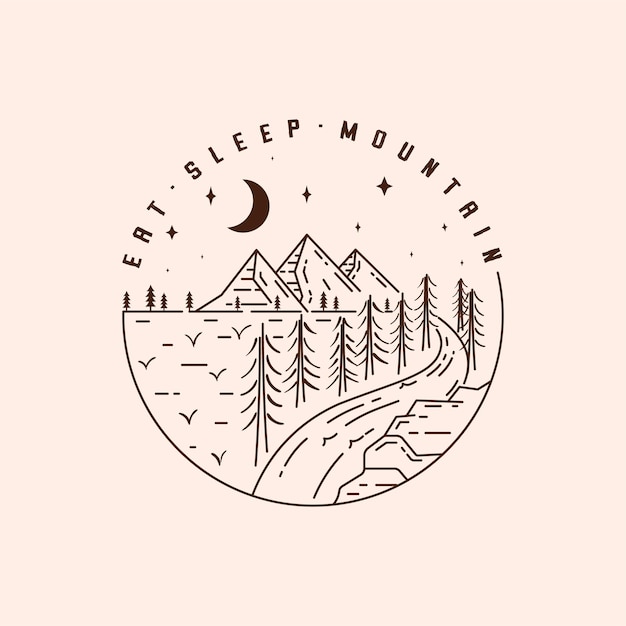 Outdoor Mountain Logo Vector Illustratie Ontwerp Nacht Outdoor Embleem Ontwerp