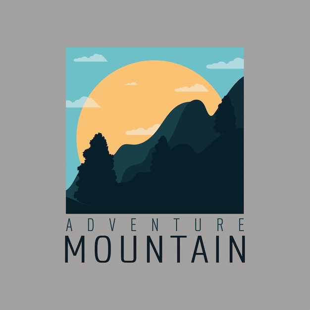 Outdoor Mountain Vector Graphics Design voor T-shirt