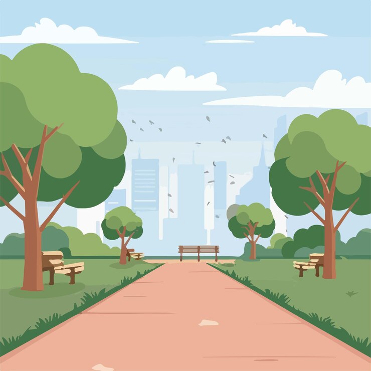 Vector outdoor park landscape vector illustration