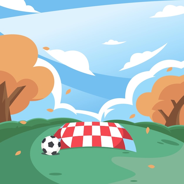 Vector outdoor picnic flat illustration design