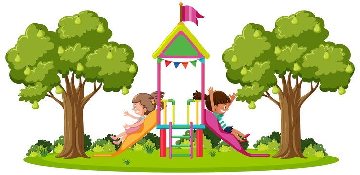 Vector outdoor playground slide for kids