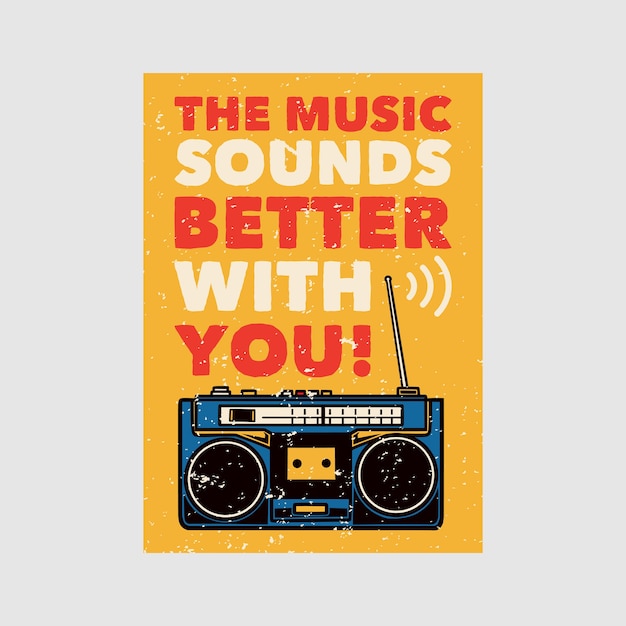 Vettore poster design esterno la musica suona meglio con la tua illustrazione vintage