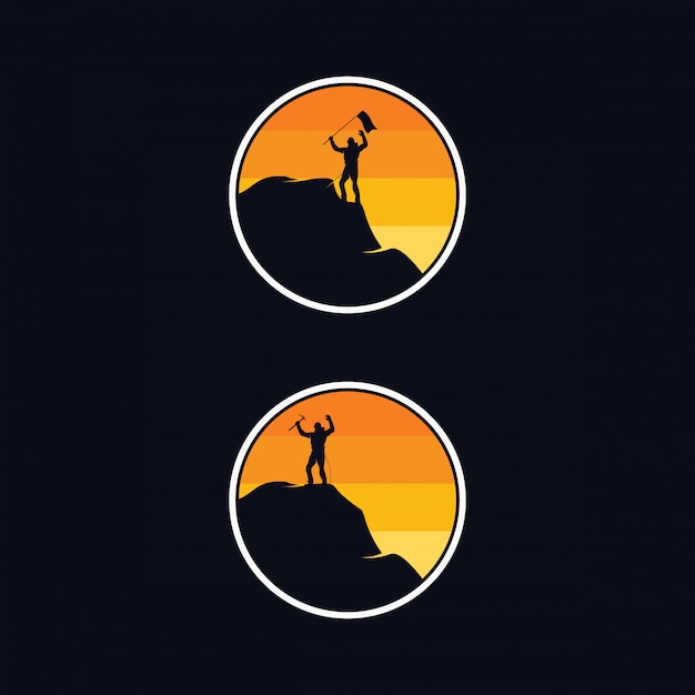 Outdoor rock climbing logo design template