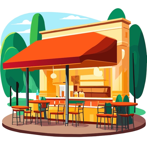 Outdoor straatcafé in het zomerpark cartoon vector illustratie