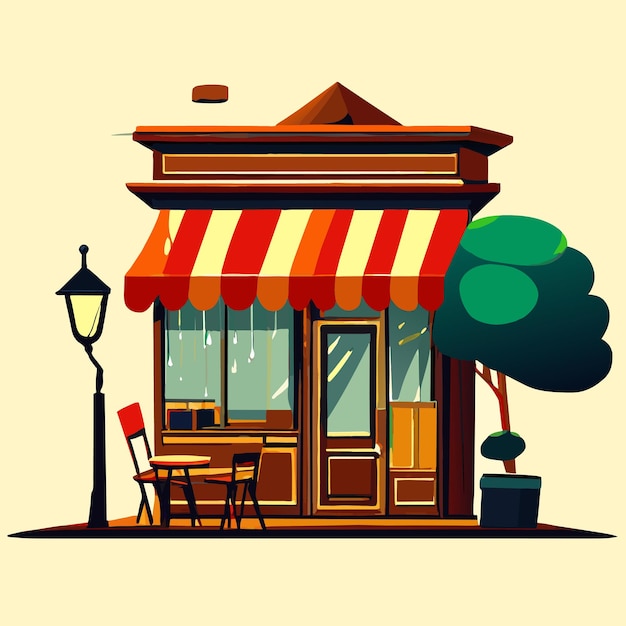 Outdoor street cafe in summer park area cartoon vector illustration