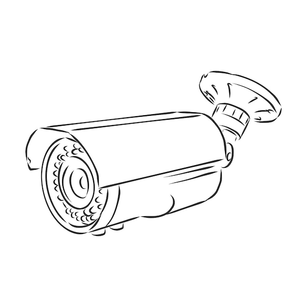 Outdoor surveillance camera. security camera vector sketch illustration