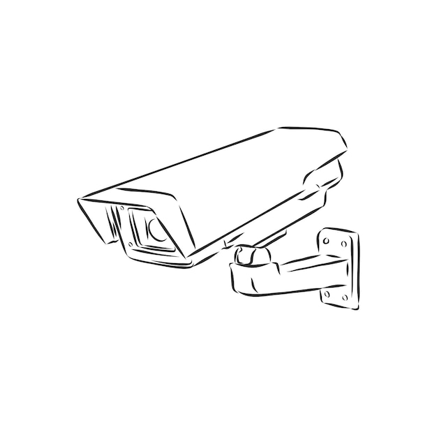 Outdoor surveillance camera. security camera vector sketch illustration