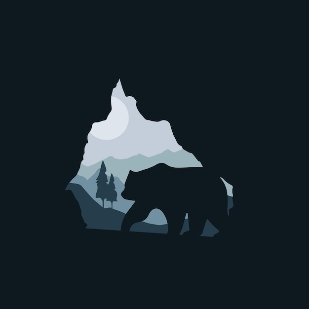 Outdoor Survival wild adventure cave bear logo animal wildlife forest mountain camping logo vector badge emblem design